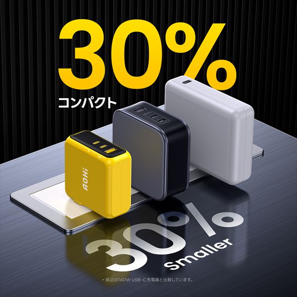 【10％オフクーポン対象】3ポート 急速充電器 140W PD USB AC充電器 THE YOUTH MAGCUBE EN-YT140YL1/EN-MC140YL1