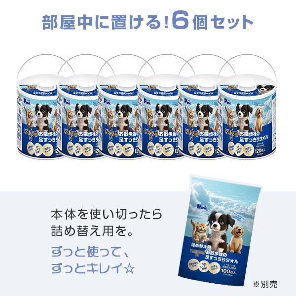 ヒアルロン酸 in お散歩後の足すっきりタオル 本体 120枚×6個セット PWT-775 第一衛材 ピーワン P.one