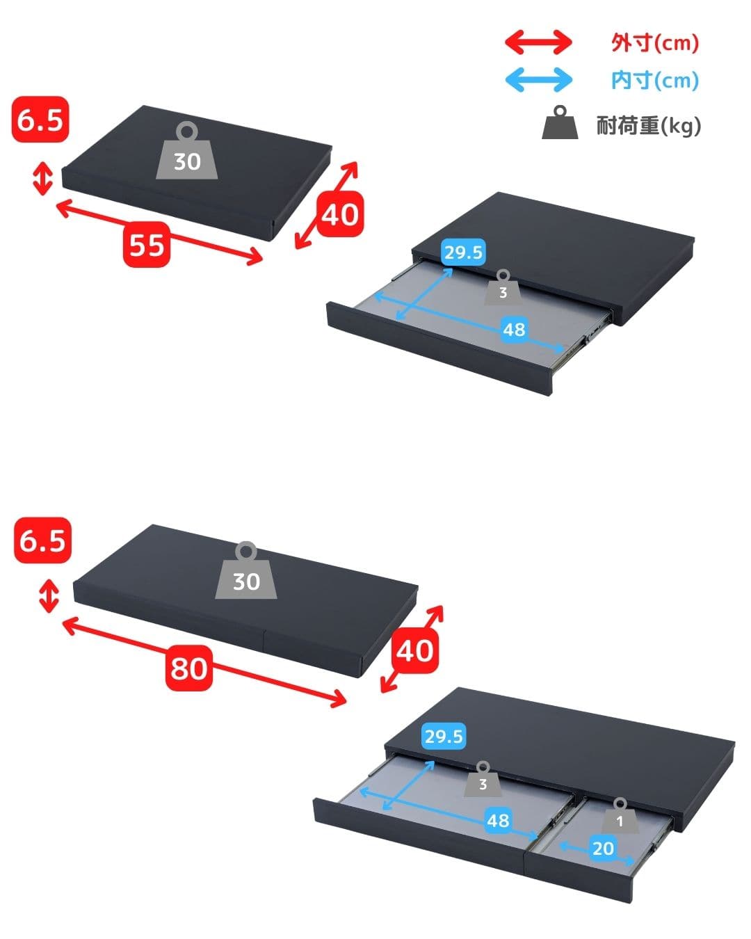 【10％オフクーポン対象】家電下 スライドテーブル ステンレス棚 (幅55/80 奥行40 高さ6.5cm) 完成品 RSRS-5540 山善 YAMAZEN