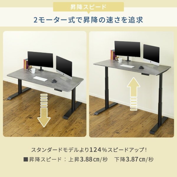 【10％オフクーポン対象】電動昇降デスク ハイエンドモデル スタンダード天板 幅100/120/140 奥行70 高さ57-117cm 天板厚1.8cm メモリー機能付き 2モーター 山善 YAMAZEN