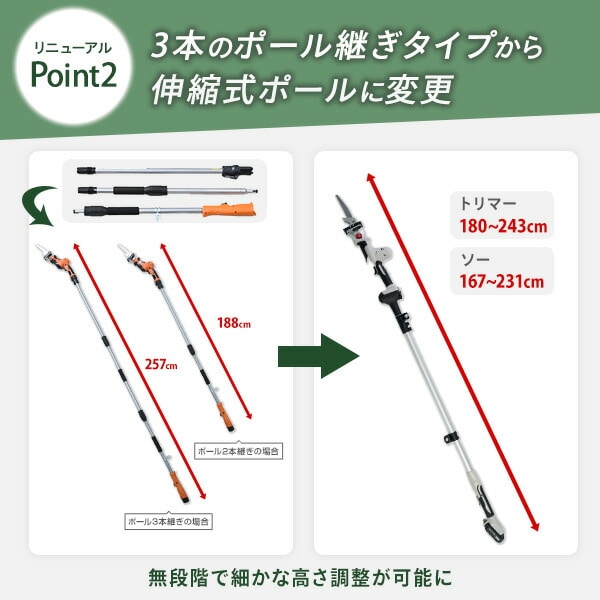 【10％オフクーポン対象】【電池パック1個増量中】4WAY 高枝ガーデントリマー＆ガーデンソーセット 10.8V 充電式 2.5Ahバッテリー付属 PHS-1025 山善 YAMAZEN