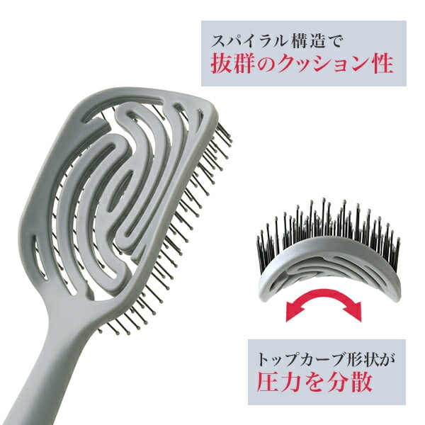 4in1 ヘアブラシ グレー 頭皮ケア 速乾 メイダイ