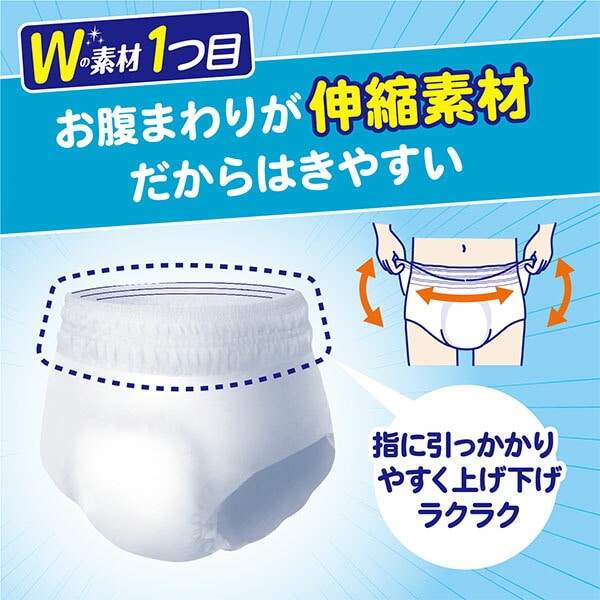 【10％オフクーポン対象】アクティ 大人用 紙おむつ Wの素材で快適パンツ うす型 2回分吸収 M-L：20枚×4(80枚) / L-LL：18枚×4(72枚) 89067/89069 日本製紙クレシア