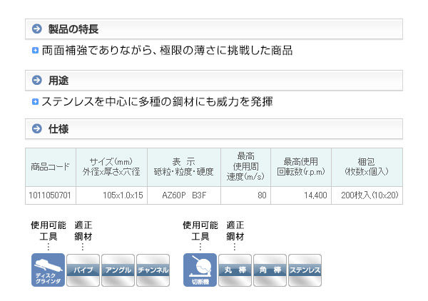 切断砥石 金の卵 Z 105×1.0×15 (10枚入/20枚入) 山善専売品 レヂトン