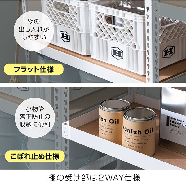 【10％オフクーポン対象】メタル＆ウッドラック シェルフ 棚付き 4段 幅61MK-KT24N WH ドリームウェア