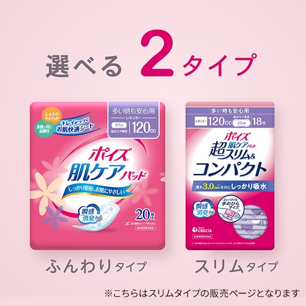 ポイズ 肌ケアパッド 超スリム＆コンパクト 多い時も安心用 (吸水量目安120cc) 18枚×24パック(432枚)  日本製紙クレシア