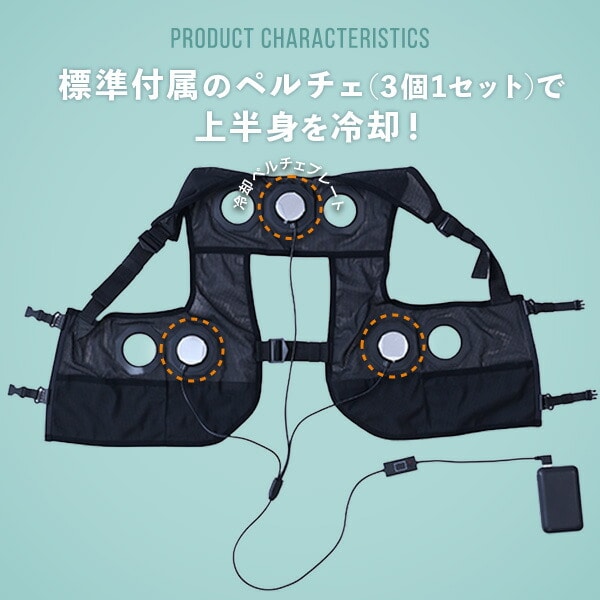 ペルチェ ベスト メッシュ 冷却 / 加熱 最大6個 増やせるペルチェ 10000mAh バッテリー付き YPLT-FM3 山善 YAMAZEN