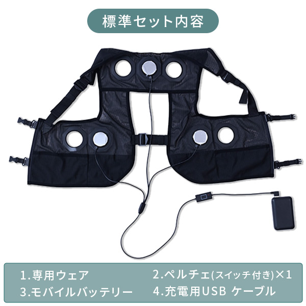 ペルチェ ベスト メッシュ 冷却 / 加熱 最大6個 増やせるペルチェ 10000mAh バッテリー付き YPLT-FM3 山善 YAMAZEN