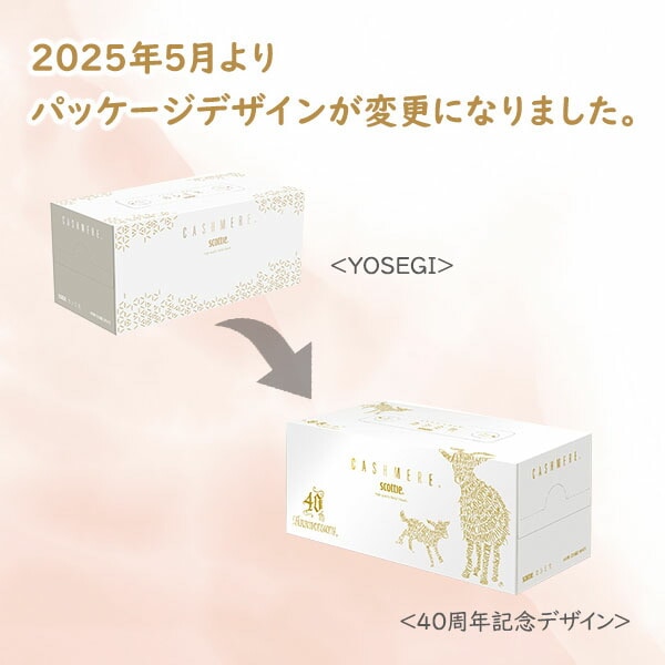 スコッティ カシミヤ ティッシュペーパー 40周年記念デザイン 440枚(220組)×10箱 日本製紙クレシア