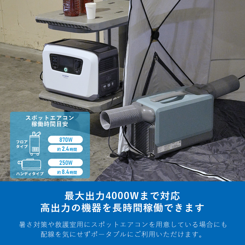 暑さ対策 休憩テントセット (スポットクーラー/テント/ポータブル電源) クールダウン 山善 YAMAZEN エレイン ELEIN