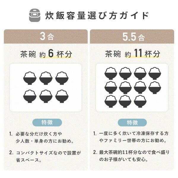 炊飯器 3合炊き 5.5合炊き マイコン式 低温調理 温度調理 YJT-M05/YJT-M10(W)/(B) 山善 YAMAZEN