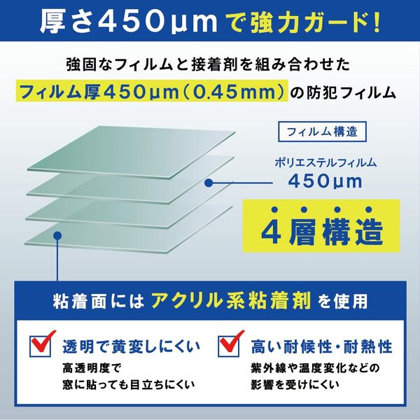 防犯フィルム 2枚組 CP認定 日本製 4層フィルム A3サイズ/A2サイズ 山善 YAMAZEN