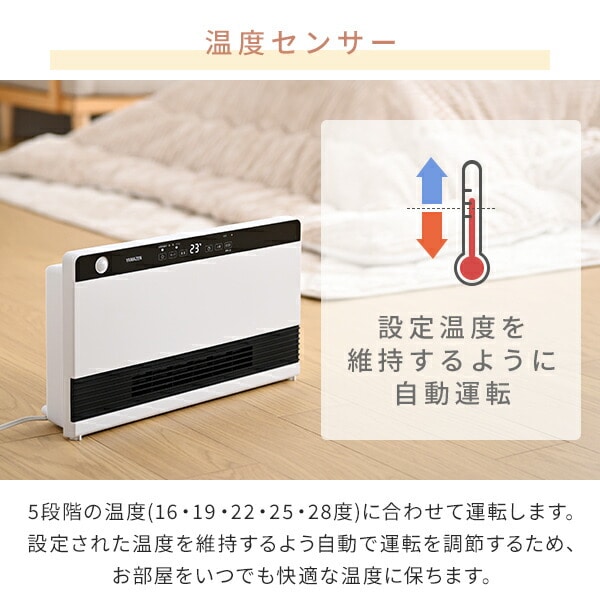 ワイドパネル セラミックヒーター 大風量 温度センサー 人感センサー ECOモード DSF-VW121(W) 山善 YAMAZEN