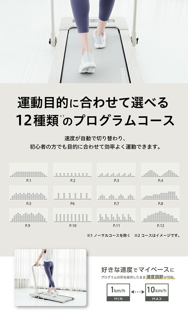 組立不要 フラットウォーク 電動ウォーカー 最大時速10km プログラム12種類 折りたたみ式 超薄型 AFJ2025 アルインコ ALINCO