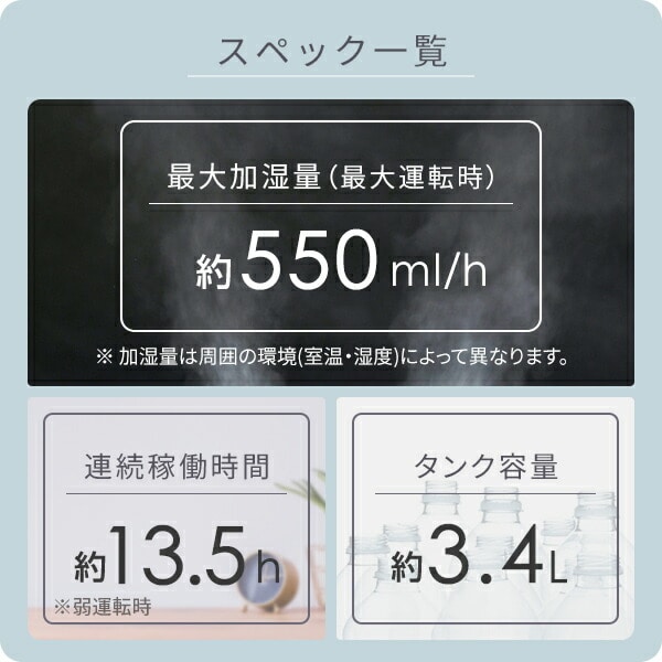 【10％オフクーポン対象】キューブ型スチーム式加湿器 上部給水 (木造約9畳・プレハブ約15畳) 3.4L 湯こぼれ防止 BEAR-S34(W)/(B) 山善 YAMAZEN