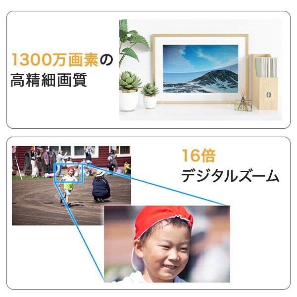 コンパクトデジタルカメラ 1300万画素 16倍デジタルズーム 静止画 4K動画 手振れ補正 F3DCAF13-01 FFF フィールドスリー
