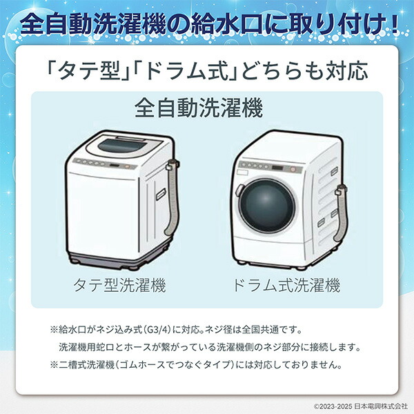 ナノバブル発生キット 日本製 全自動洗濯機用 (ネジサイズG3/4) ND-PRZS ND-SEZS 日本電興 NIHONDENKO