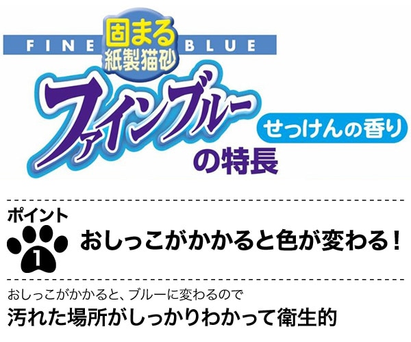 紙製猫砂 ファインブルー せっけんの香り 日本製 14L×4袋 常陸化工