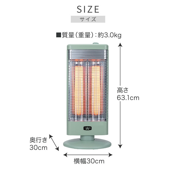 グラファイトヒーター 遠赤外線ヒーター 1000W 首振り機能付き 防災対応 AEH-G1000A アラジン Aladdin