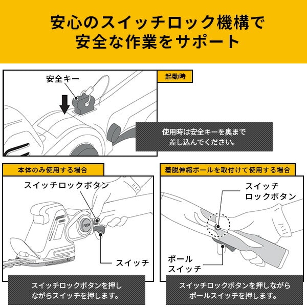 7.2V USB充電式 4Wayバリカン ヘッジトリマー  2.5Ah内蔵式バッテリー ポール着脱式 PHB-725 山善 YAMAZEN
