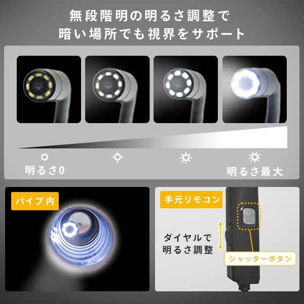 【10％オフクーポン対象】スマートフォンスネイクカメラ 約300万画素 5mケーブル タイプC 防水 防塵 SC-Y501 山善 YAMAZEN