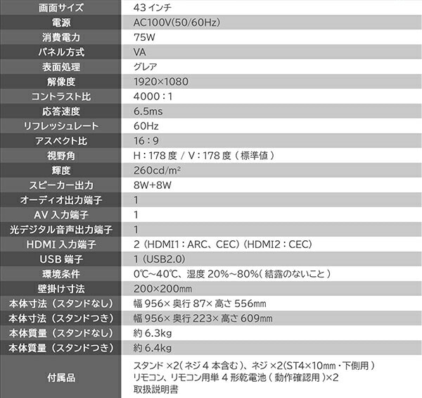 モニター ディスプレイ 43/50インチ フルHD VAパネル 4K QRMK-43F/QRMK-50U 山善 YAMAZEN キュリオム Qriom
