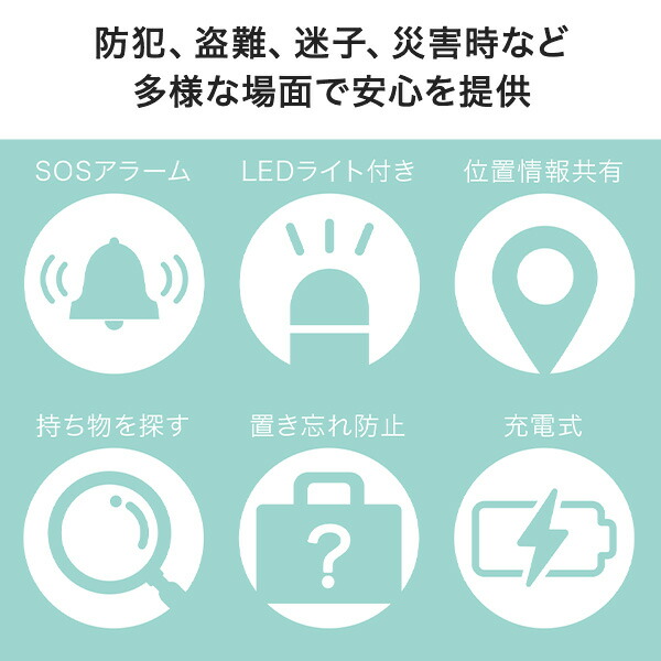 防犯ブザー 居場所がわかる スマートタグ iPhone 探す LEDライト付き 大音量 120dB Type-C SM-SA NAKAGAMI Smaly