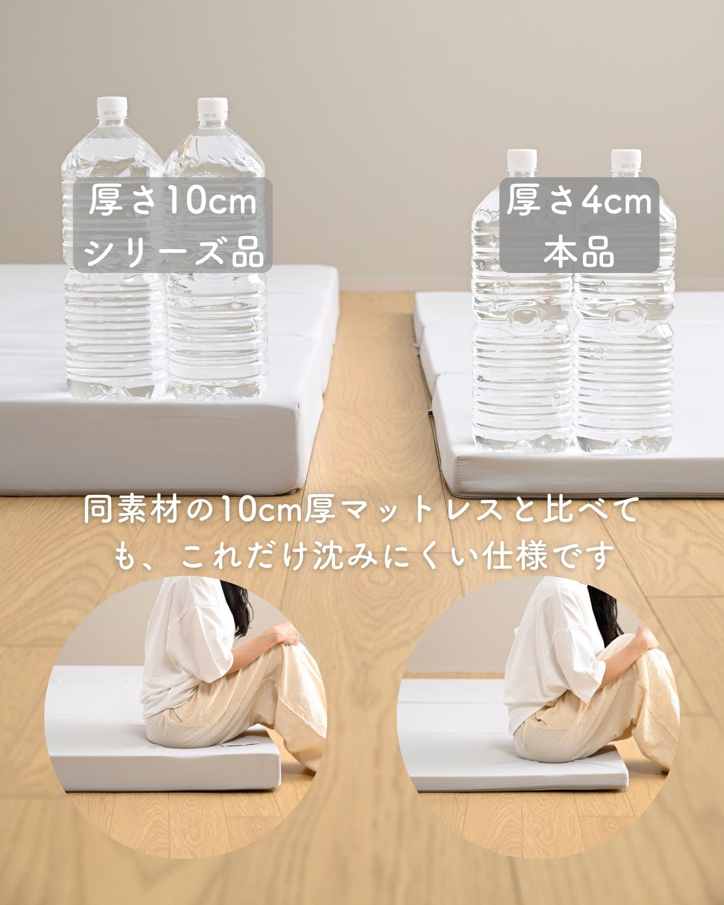 ごろ寝 マットレス 6つ折り かため コンパクト 軽量 高反発 厚さ4cm 低ホルムアルデヒド 洗えるカバー 高密度 200N 山善 YAMAZEN