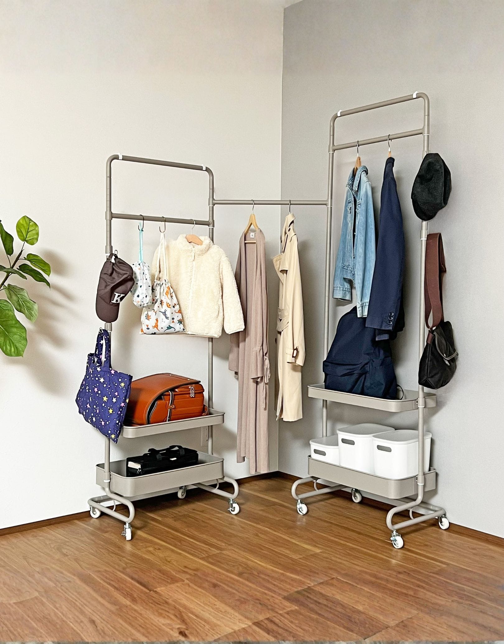 【10％オフクーポン対象】高さを変えられる トローリーハンガー ハンガーラック 幅61.5 奥行43 高さ189cm LTH-2BH 山善 YAMAZEN