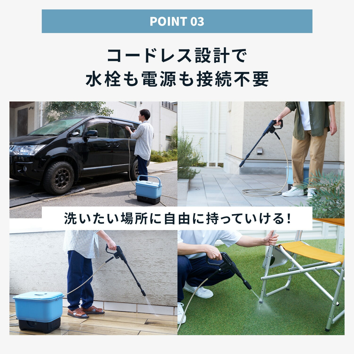 高圧洗浄機 コードレス 充電式 バッテリー 最大4MPa 吐出圧力 YHPW-DC18/YBD-5A/YBC-3A 山善 YAMAZEN エレイン ELEIN