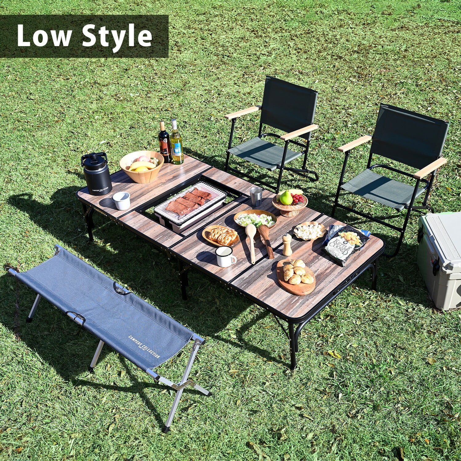 アウトドアテーブル 折りたたみ 120×80/180×80cm コンロ設置対応 収納バッグ付き BBT-1280/BBT-1880 山善 YAMAZEN キャンパーズコレクション