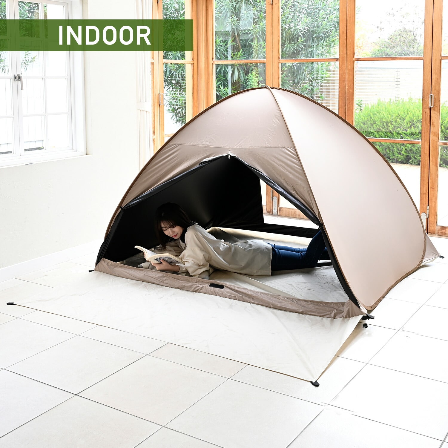 ワンタッチテント フルクローズ 遮光率99.99％以上 ブラックコーティング BCOS-6UV 山善 YAMAZEN キャンパーズコレクション