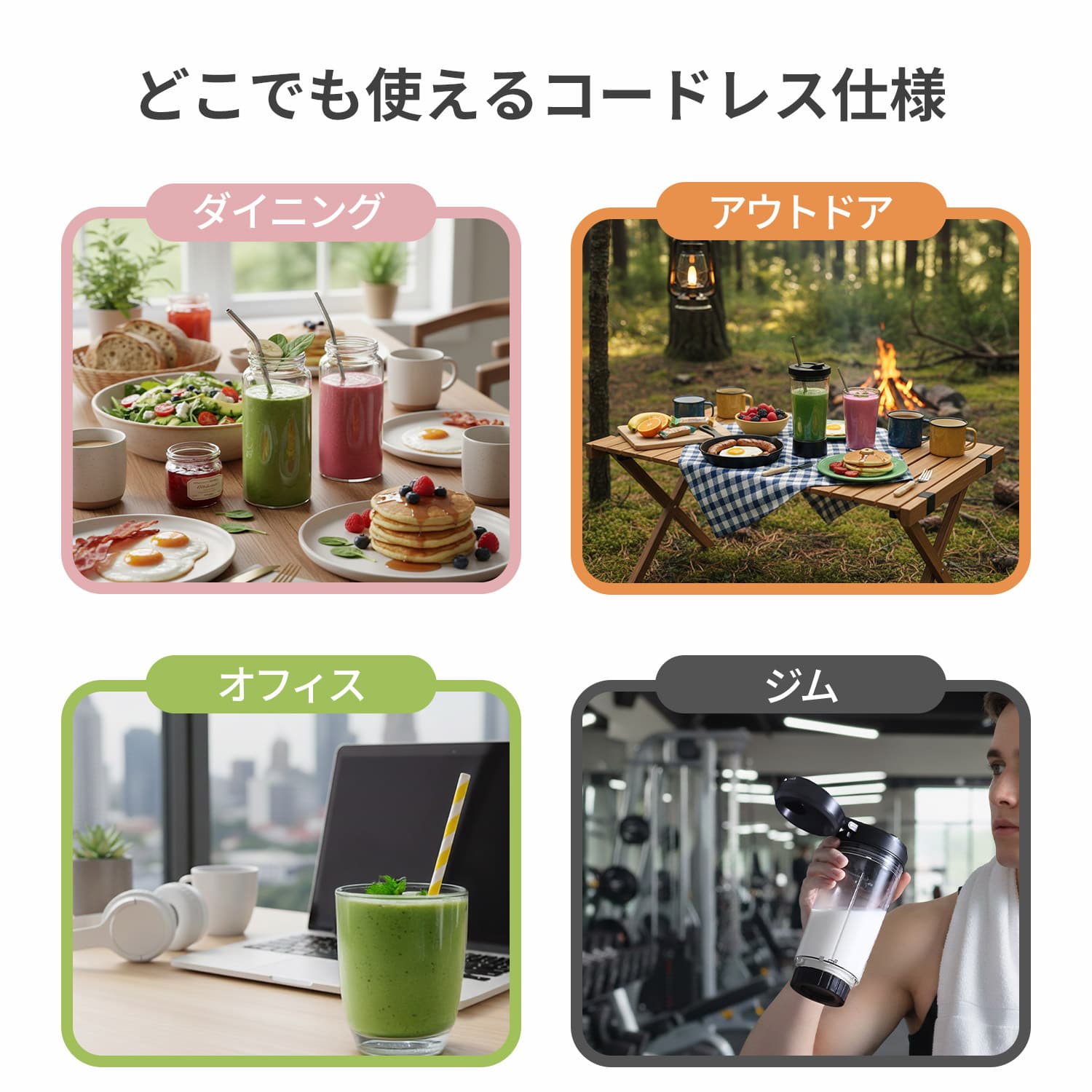 【10％オフクーポン対象】 コードレスミキサー 氷対応 充電式 ブレンダー ジューサー 静音 パワフル コンパクト MJC-DC47(GM) 山善 YAMAZEN Votre FLEX