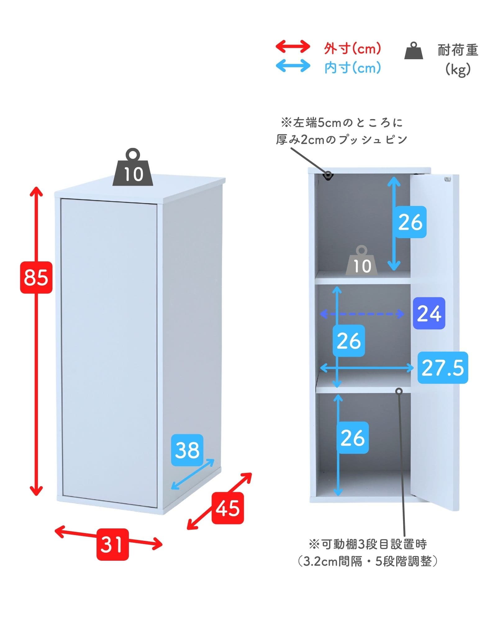 ゴミ箱上ラック キッチンラック 扉付き スリム (幅31 奥行45 高さ85cm) CKR-8530D/CKR-8530G 山善 YAMAZEN
