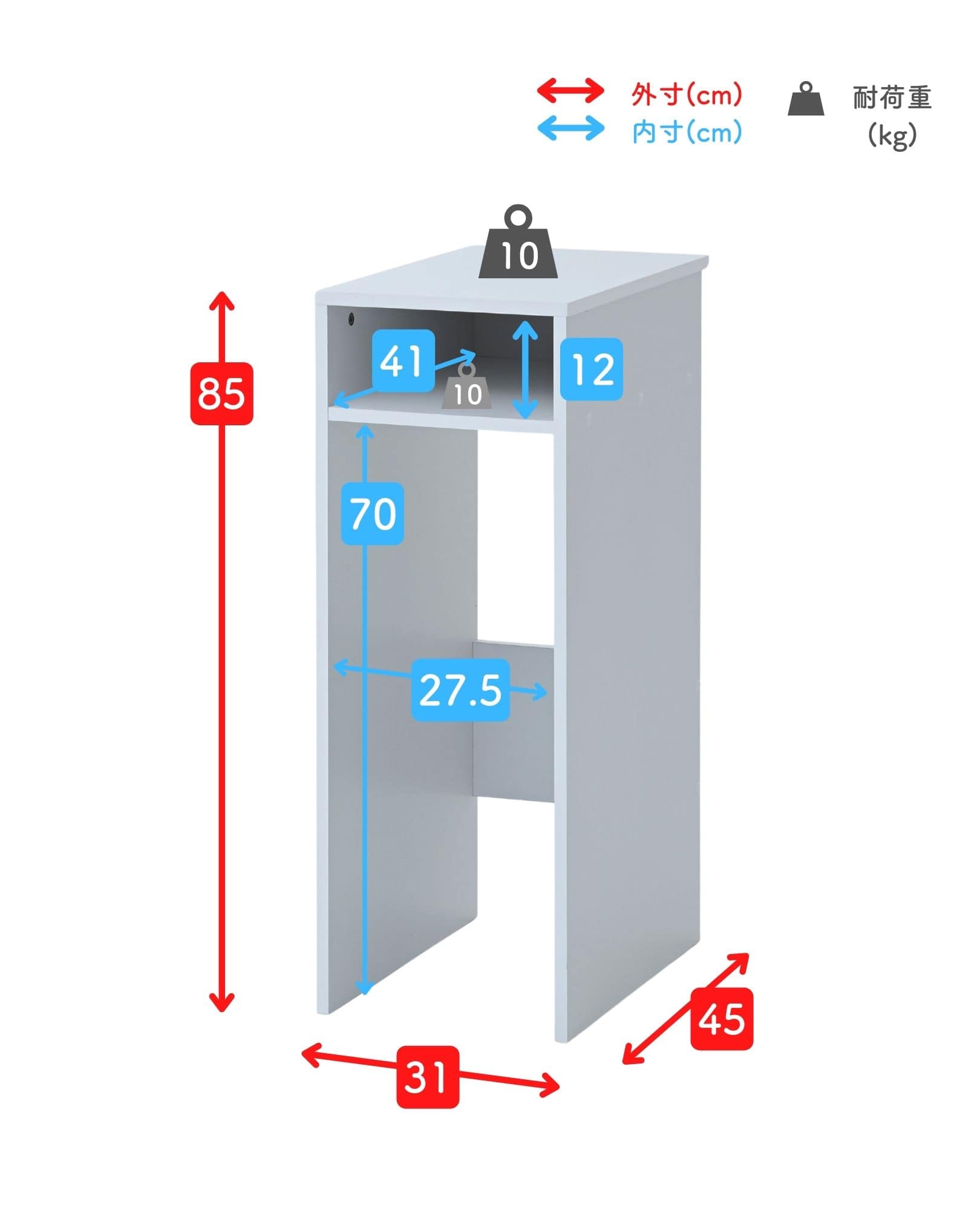 ゴミ箱上ラック キッチンラック 扉付き スリム (幅31 奥行45 高さ85cm) CKR-8530D/CKR-8530G 山善 YAMAZEN