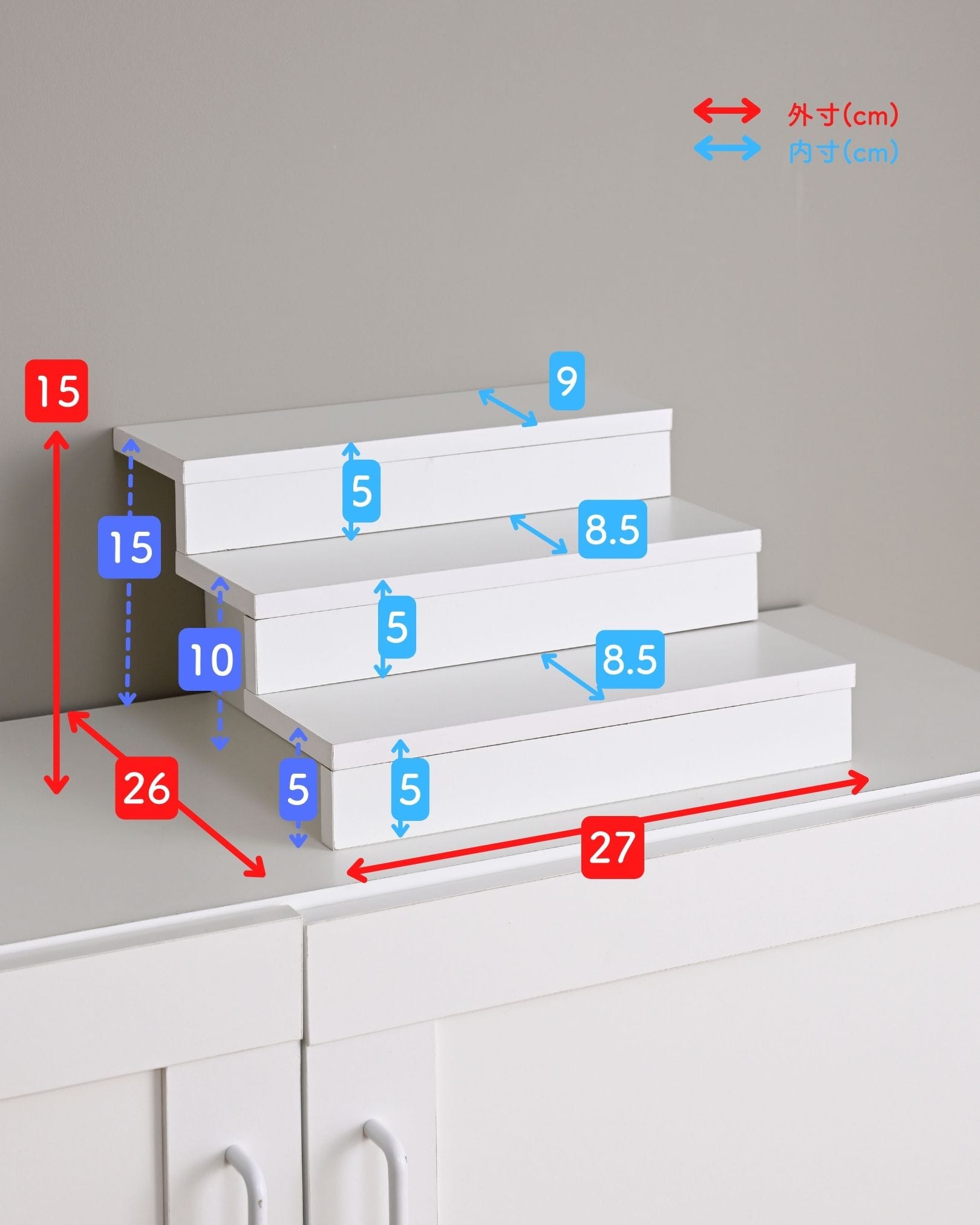 推し活ラック ひな壇 コンパクト 3段 (幅27 奥行26 高さ15cm) CDP-2715 山善 YAMAZEN
