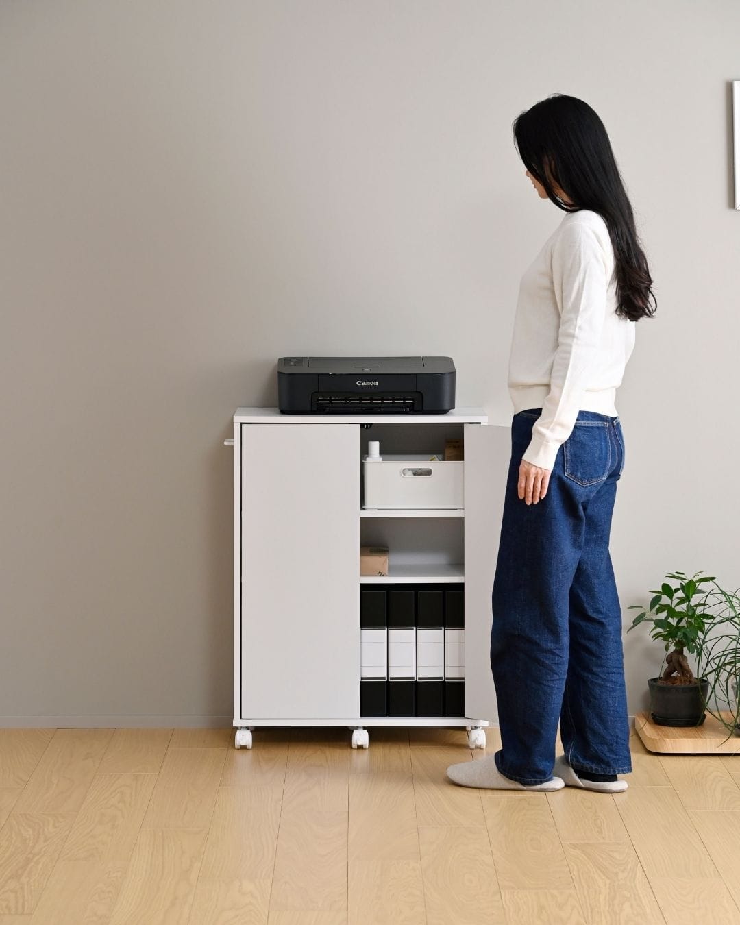 扉付き サイドワゴン 3段 A4対応 キャスター付き (幅60.5 奥行29.5 高さ81cm) CCFW-6029 山善 YAMAZEN