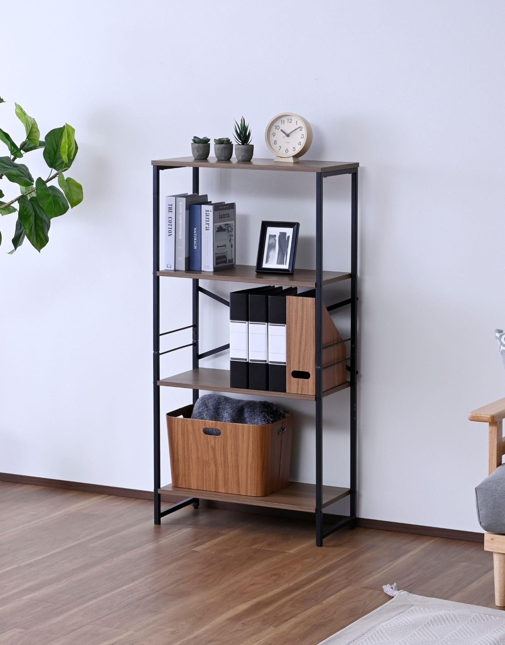 ラック スリム 木製棚板 4段 (幅59.5 奥行30 高さ121cm) RAR-12604 山善 YAMAEN