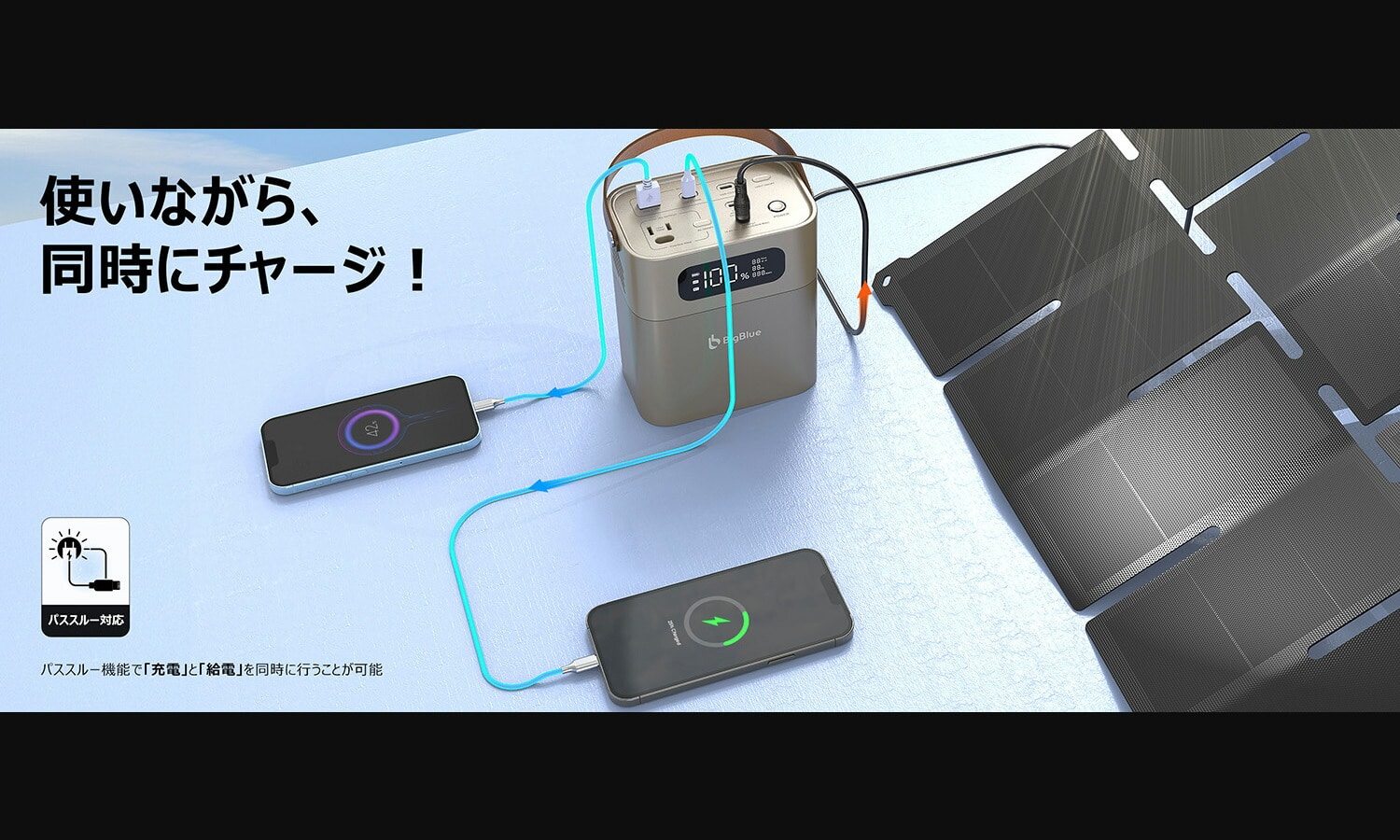 ポータブル電源 リン酸鉄 Cellpowa100 パススルー充電 機内持ち込み可 102.4Wh 32,000mAh CP100 Bigblue Tech ビッグブルーテック