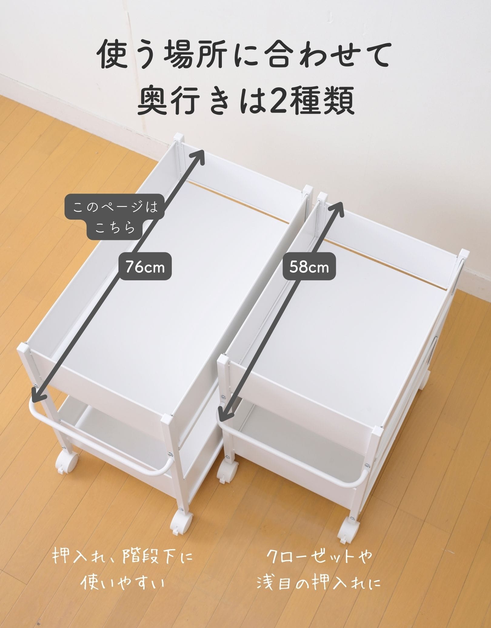 収納ラック キャスター付き (奥行76 高さ64.5 幅28/40/46cm) 全体耐荷重50kg OFR-7526/OFR-7538/OFR-7544 山善 YAMAZEN