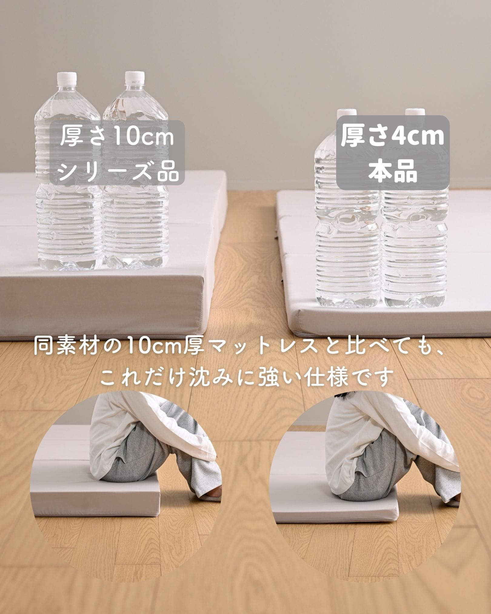 マットレス 高反発 かため 軽量 トッパー 3つ折り 厚さ4cm (シングル/セミダブル/ダブル/セミシングルショート) 山善 YAMAZEN