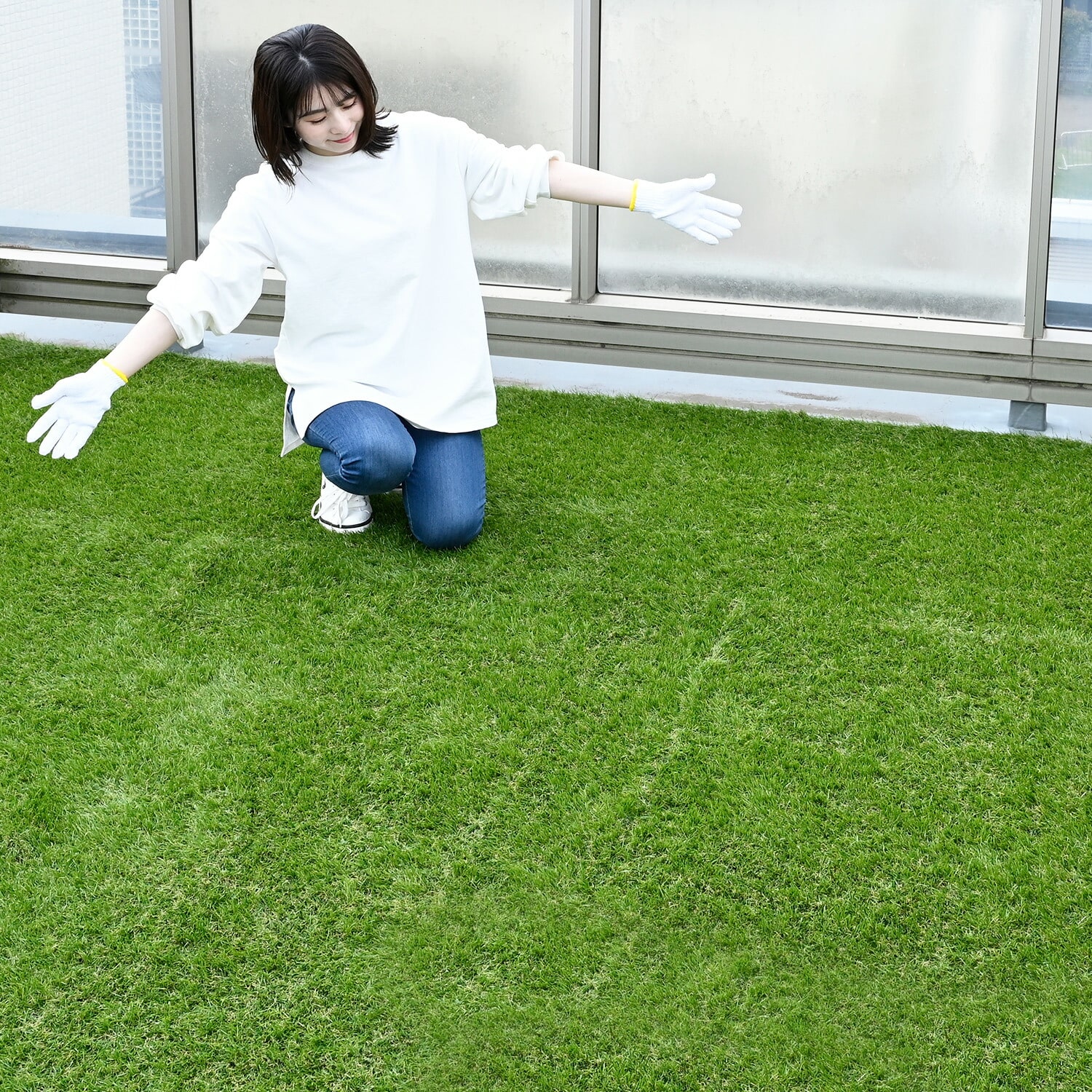 人工芝 芝丈35mm 選べる6サイズ U字ピン付き 水抜き穴 山善 YAMAZEN