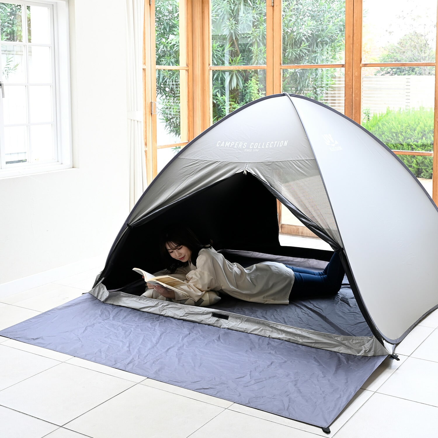 中からは見えて外からは見えにくい シースルーサンシェード ブラックコーティング SBOS-6UV(GY) 山善 YAMAZEN キャンパーズコレクション