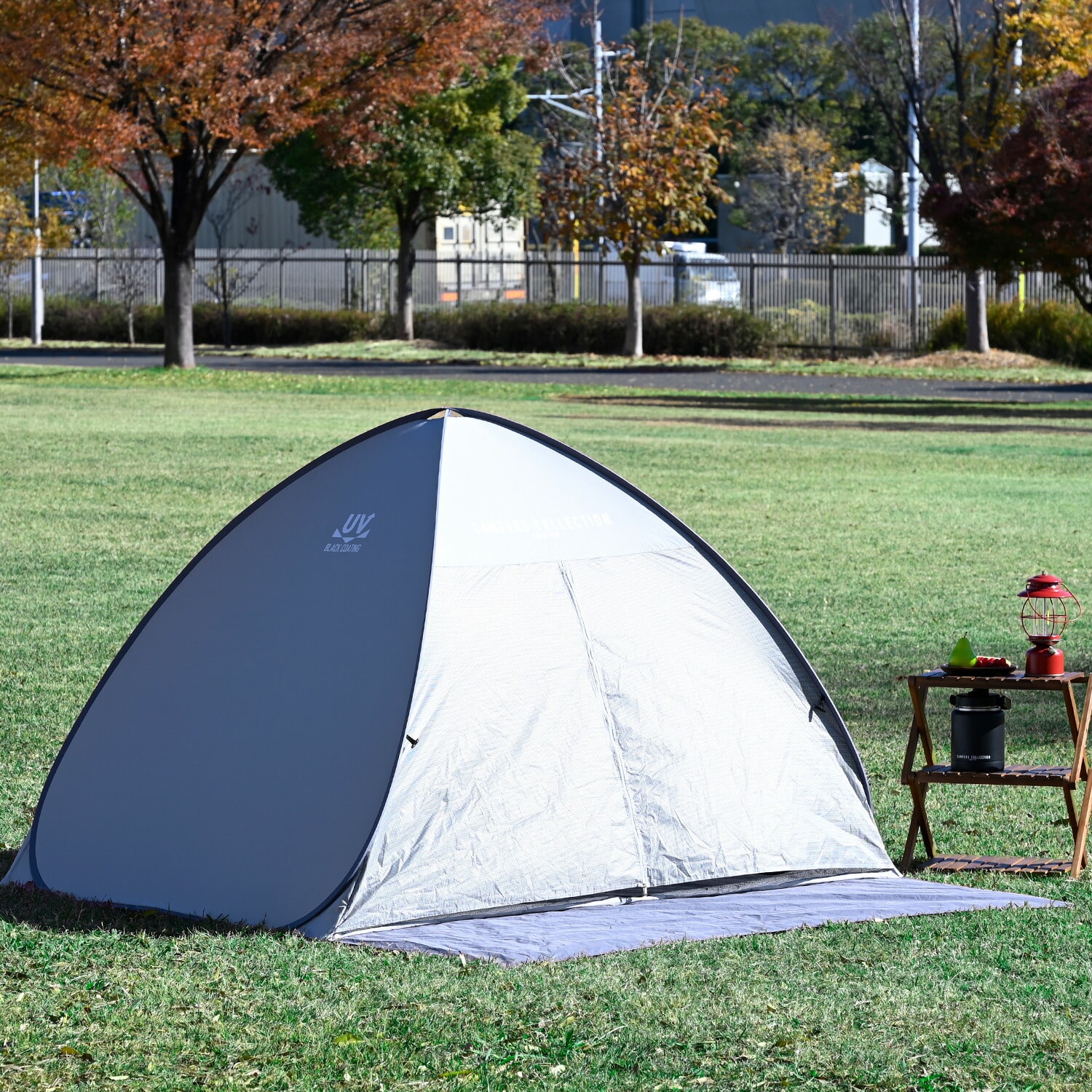 中からは見えて外からは見えにくい シースルーサンシェード ブラックコーティング SBOS-6UV(GY) 山善 YAMAZEN キャンパーズコレクション