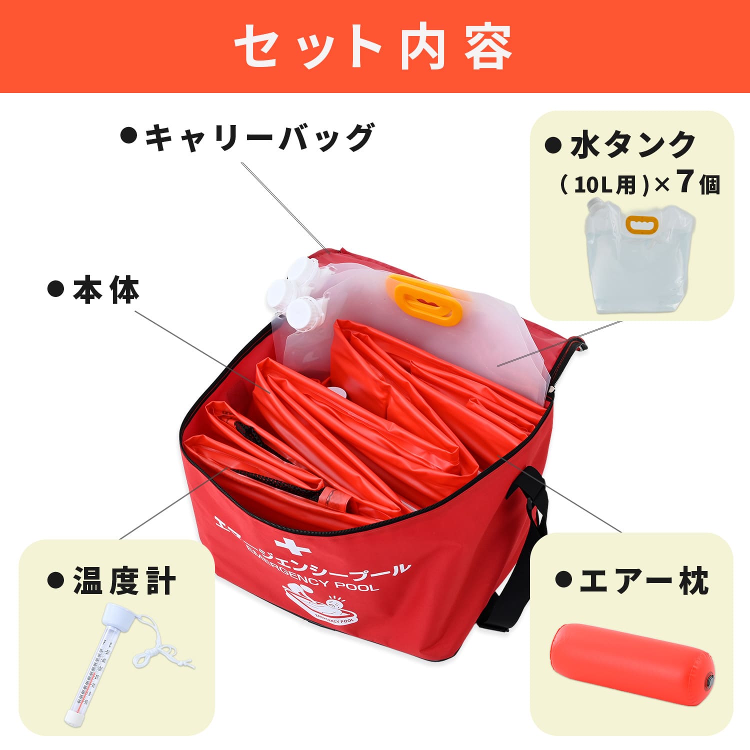 緊急用簡易プール 全身冷却 EGP-17555(RD) 山善 YAMAZEN