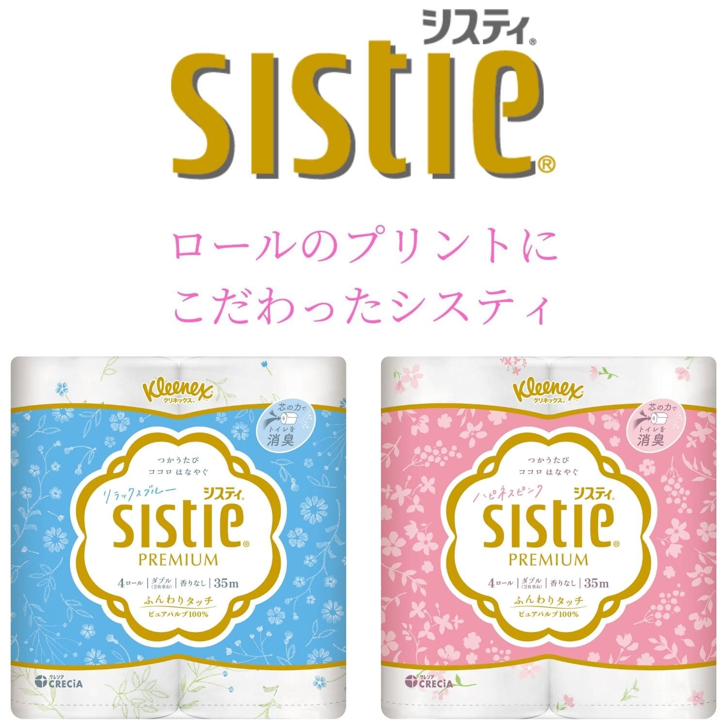 クリネックス トイレットペーパー システィ ダブル 無香料 4ロール×10パック(40ロール) ハピネスピンク 日本製紙クレシア
