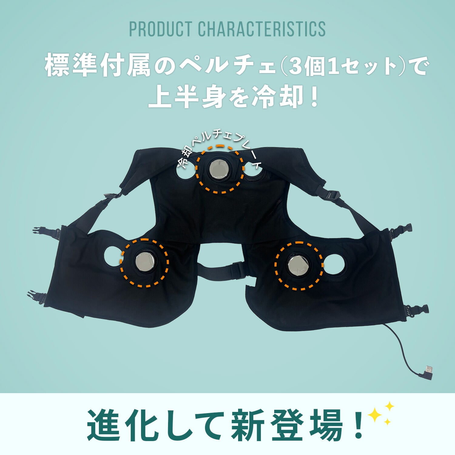 ペルチェベスト メッシュ 冷却/加熱 フリーサイズ YPLT-FM3 山善