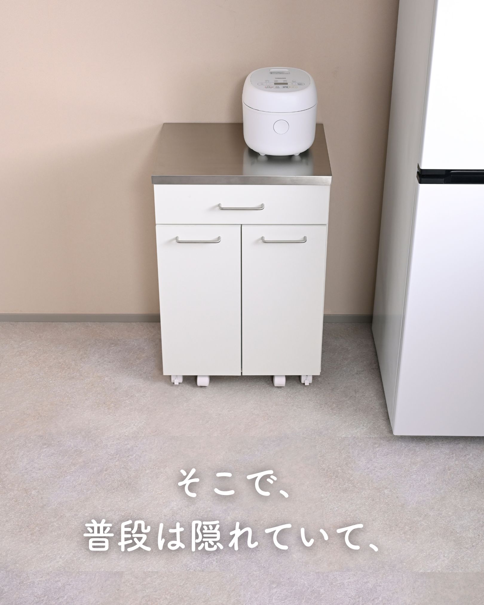 隠せる ゴミ箱 フタ付き 2分別 14L キッチンカウンター ステンレス天板 キャスター付き 幅50cm 本体完成品 NSKD-2DW 山善 YAMAZEN