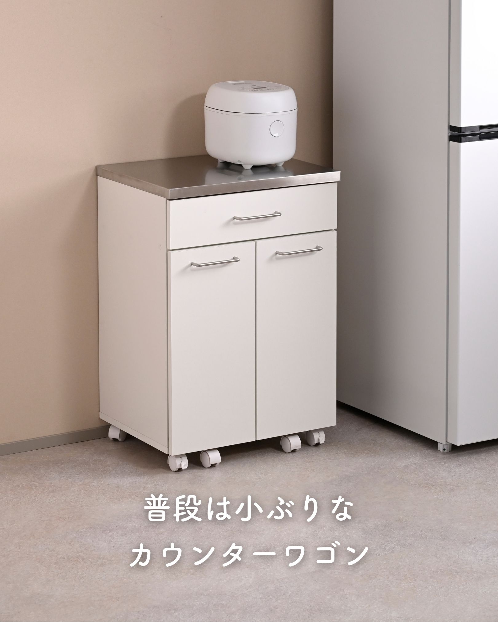 隠せる ゴミ箱 フタ付き 2分別 14L キッチンカウンター ステンレス天板 キャスター付き 幅50cm 本体完成品 NSKD-2DW 山善 YAMAZEN