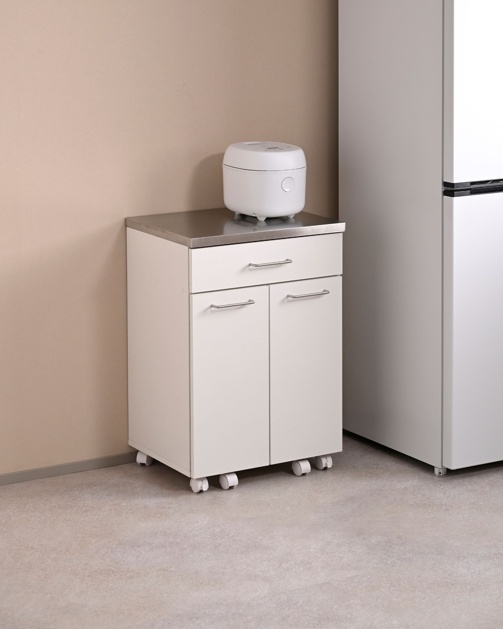 隠せる ゴミ箱 フタ付き 2分別 14L キッチンカウンター ステンレス天板 キャスター付き 幅50cm 本体完成品 NSKD-2DW 山善 YAMAZEN